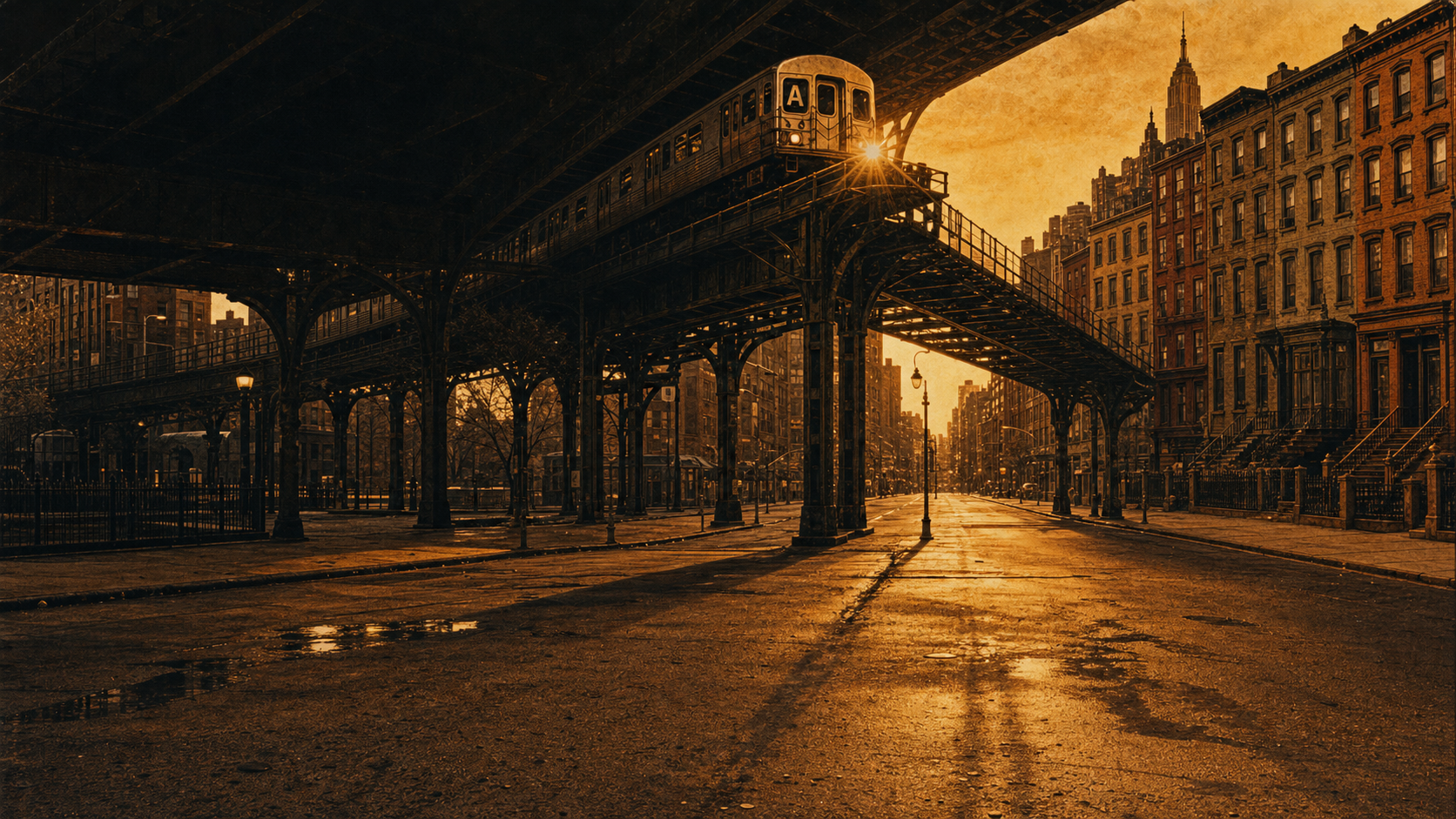 City elevated train backdrop