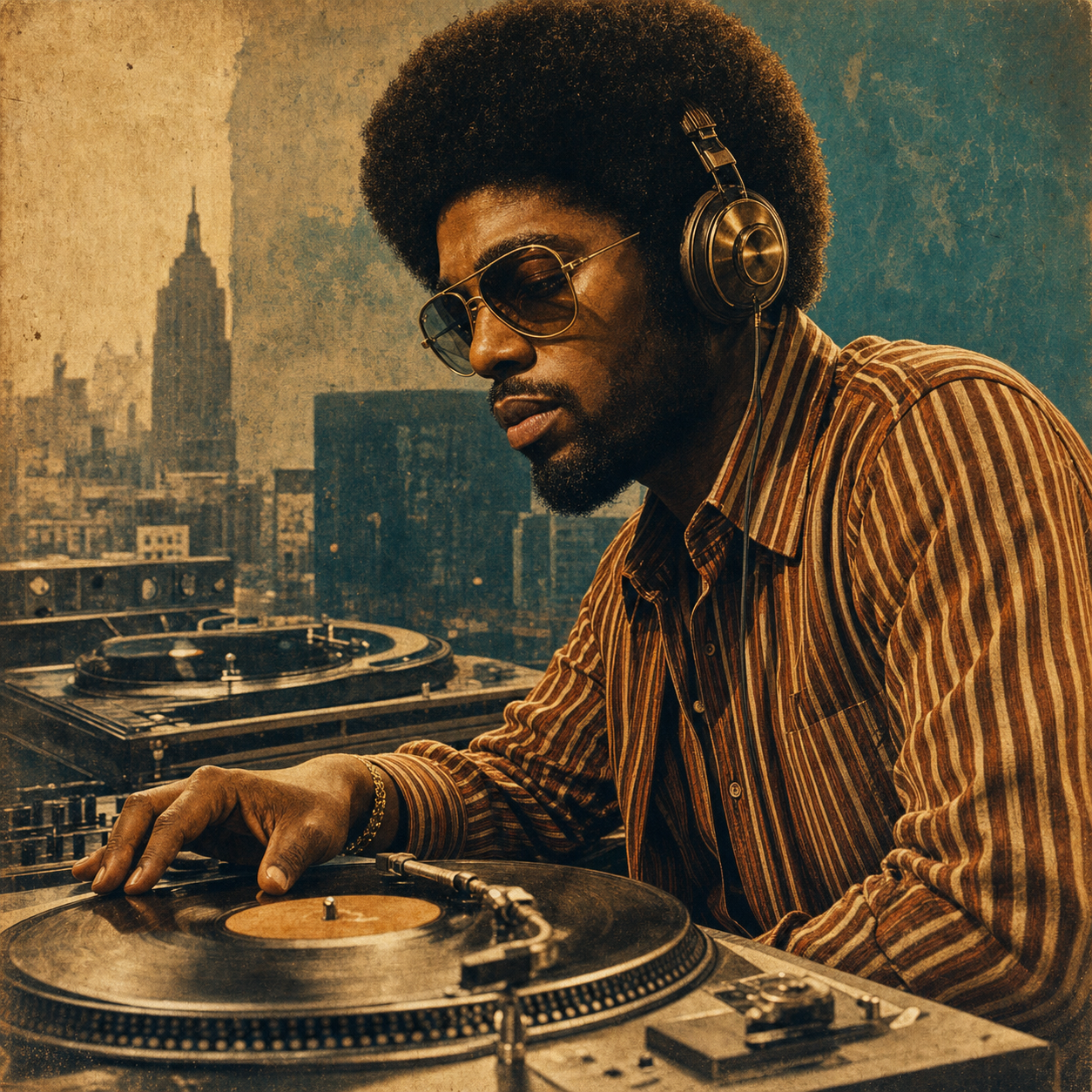 DJ producer over the skyline